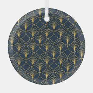 Art Deco Elegance: Fan Motifs Glass Ornament