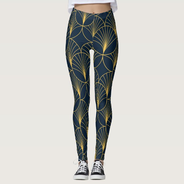 Art Deco Elegance: Fan Motifs Leggings (Front)