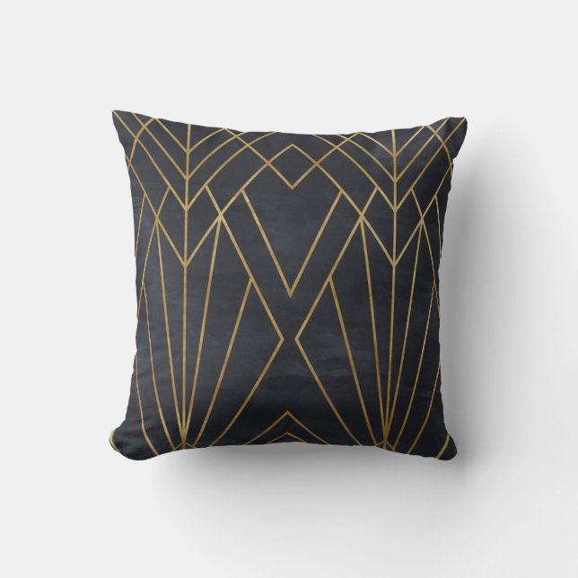 Art Deco Elegance: Geometric Glamour Throw Pillow (Front)