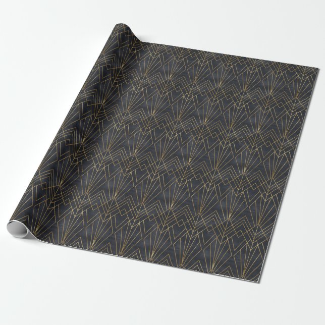 Art Deco Elegance: Geometric Glamour Wrapping Paper (Unrolled)