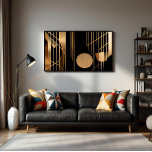 Art Deco Elegance Golden Lines Canvas Print<br><div class="desc">Transform your space with this luxury abstract art. Thin golden lines and metallic circles contrast with deep black,  creating a sophisticated Art Deco composition. Ideal for modern decor and premium branding.</div>