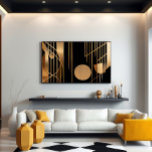 Art Deco Elegance Golden Lines Poster<br><div class="desc">Transform your space with this luxury abstract art. Thin golden lines and metallic circles contrast with deep black,  creating a sophisticated Art Deco composition. Ideal for modern decor and premium branding.</div>