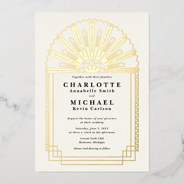 Art Deco elegance wedding invitation (Front)