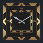 Art Deco elegant black and gold Square Wall Clock<br><div class="desc">Great clock design. You will love it like others. Be free to use this design for other product you like or to customize and add your text. Follow me for more. Thank you. Have a nice day.</div>