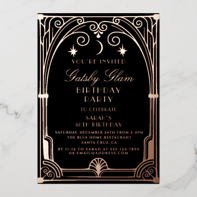 Art Deco Elegant Black Gold 20s Classic Birthday (Front)