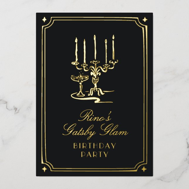 Art Deco Elegant Black Gold 20s Classic Wedding (Front)