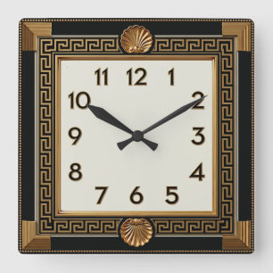 Art Deco Elegant Black Square Wall Clock