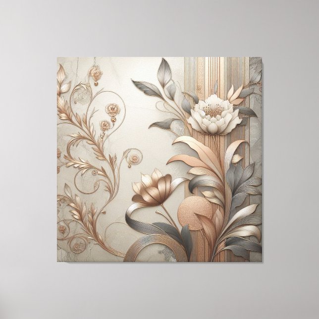 Art Deco: Elegant Botanicals and Geometric Luxury Canvas Print (Front)
