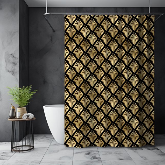 Art Deco Elegant Fan Pattern Black Gold (Creator Uploaded)