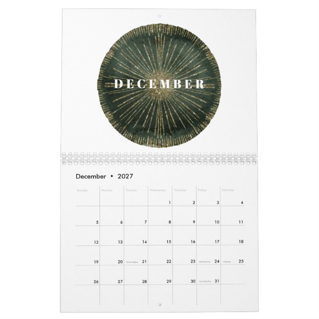 Art Deco Elegant Full Year Calendar (Dec 2027)