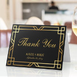 Art Deco Elegant Gold Frame Black Thank You Card<br><div class="desc">Introducing our exquisite wedding thank you folded card, the perfect companion to our Art Deco vintage wedding invitation collection! With its luxurious and elegant design, this card exudes the classic style of the Great Gatsby era. Featuring a beautiful faux gold vintage frame on a chic black background, this card will...</div>