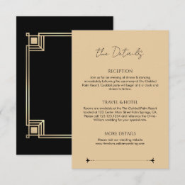 Art Deco Elegant Gold Frame Wedding Details Enclosure Card