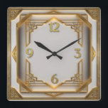 Art Deco Elegant Gold Square Wall Clock<br><div class="desc">Great clock design. You will love it like others. Be free to use this design for other product you like or to customize and add your text. Follow me for more. Thank you. Have a nice day.</div>
