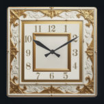 Art Deco Elegant Gold Square Wall Clock<br><div class="desc">Great clock design. You will love it like others. Be free to use this design for other product you like or to customize and add yoru text. Follow me for more. Thank you. Have a nice day.</div>