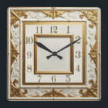 Art Deco Elegant Gold Square Wall Clock<br><div class="desc">Great clock design. You will love it like others. Be free to use this design for other product you like or to customize and add yoru text. Follow me for more. Thank you. Have a nice day.</div>