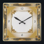 Art Deco Elegant Gold Square Wall Clock<br><div class="desc">Great clock design. You will love it like others. Be free to use this design for other product you like or to customize and add your text. Follow me for more. Thank you. Have a nice day.</div>