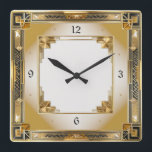 Art Deco Elegant Gold Square Wall Clock<br><div class="desc">Great clock design. You will love it like others. Be free to use this design for other product you like or to customize and add your text. Follow me for more. Thank you. Have a nice day.</div>