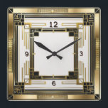 Art Deco Elegant Gold Square Wall Clock<br><div class="desc">Great clock design. You will love it like others. Be free to use this design for other product you like or to customize and add your text. Follow me for more. Thank you. Have a nice day.</div>