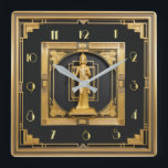Art Deco Elegant Gold Square Wall Clock<br><div class="desc">Great clock design. You will love it like others. Be free to use this design for other product you like or to customize and add your text. Follow me for more. Thank you. Have a nice day.</div>