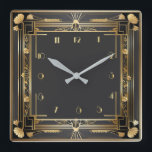 Art Deco Elegant Gold Square Wall Clock<br><div class="desc">Great clock design. You will love it like others. Be free to use this design for other product you like or to customize and add your text. Follow me for more. Thank you. Have a nice day.</div>
