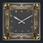 Art Deco Elegant Gold Square Wall Clock<br><div class="desc">Great clock design. You will love it like others. Be free to use this design for other product you like or to customize and add your text. Follow me for more. Thank you. Have a nice day.</div>