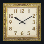 Art Deco Elegant Gold Square Wall Clock<br><div class="desc">Great clock design. You will love it like others. Be free to use this design for other product you like or to customize and add your text. Follow me for more. Thank you. Have a nice day.</div>