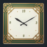 Art Deco Elegant Green Square Wall Clock<br><div class="desc">Great clock design. you will love it like others. be free to use this design for other product you like or to customize and add your text. Follow me for more.  Thank you. Have a nice day.</div>
