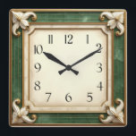 Art Deco Elegant Green Square Wall Clock<br><div class="desc">Great clock design. You will love it like others. Be free to use this design for other product you like or to customize and add your text. Follow me for more. Thank you. Have a nice day.</div>