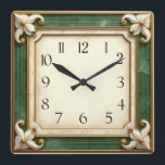 Art Deco Elegant Green Square Wall Clock<br><div class="desc">Great clock design. You will love it like others. Be free to use this design for other product you like or to customize and add your text. Follow me for more. Thank you. Have a nice day.</div>