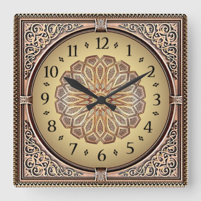 Art Deco Elegant Square Wall Clock (Front)