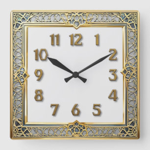 Art Deco Elegant Square Wall Clock