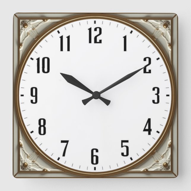 Art Deco Elegant Square Wall Clock (Front)