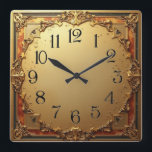 Art Deco Elegant Style Square Wall Clock<br><div class="desc">Great clock design. You will love it like others. Be free to use this design for other product you like or to customize and add your text. Follow me for more. Thank you. Have a nice day.</div>