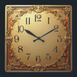 Art Deco Elegant Style Square Wall Clock<br><div class="desc">Great clock design. You will love it like others. Be free to use this design for other product you like or to customize and add your text. Follow me for more. Thank you. Have a nice day.</div>