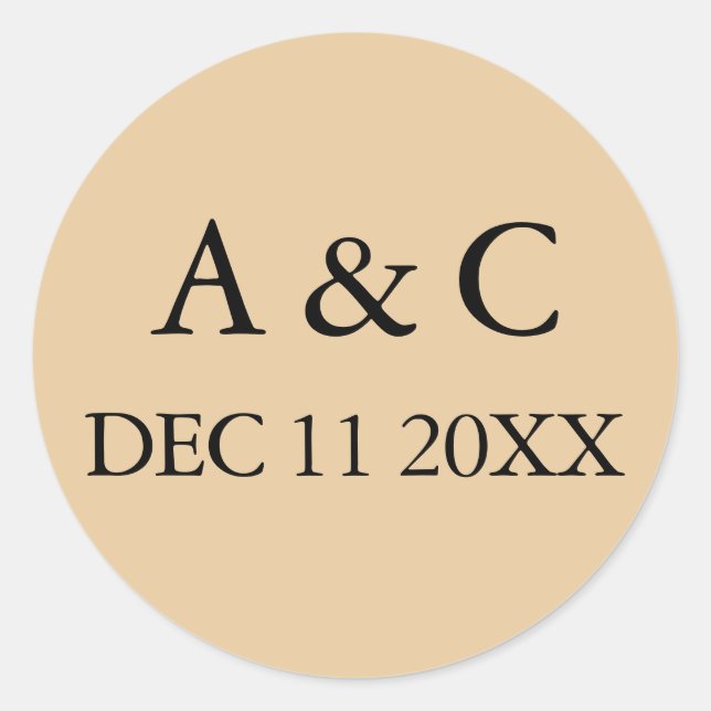 Art Deco Elegant Wedding Classic Round Sticker (Front)