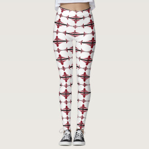 Art deco element in crimson Leggings