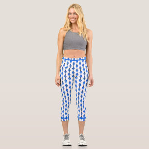 Art deco element in deep blue capri leggings