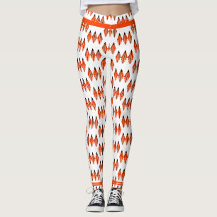 Art deco element in deep orange Leggings