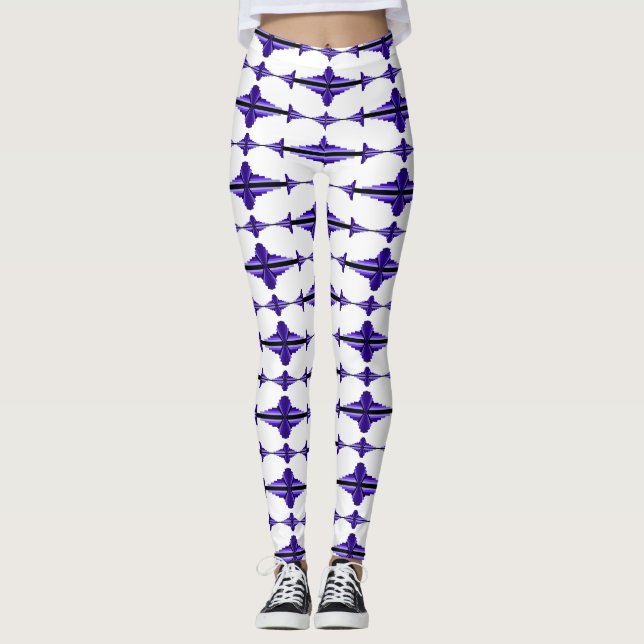 Art deco element in deep purple Leggings (Front)