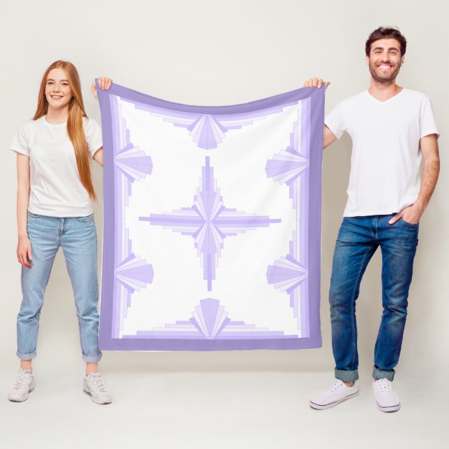 Art deco element in lilac & purple fleece blanket (In Situ)