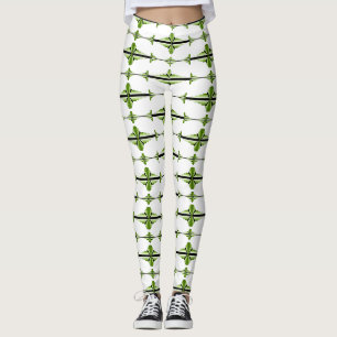 Art deco element in moss green Leggings