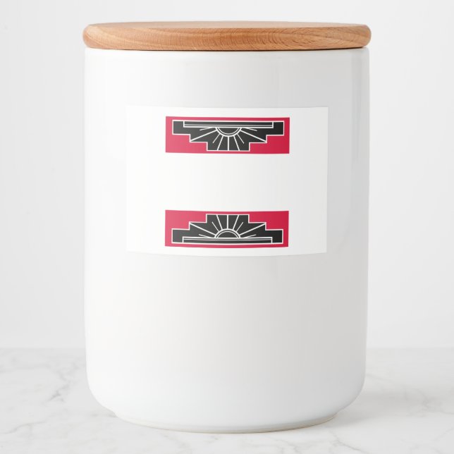 Art deco element in red food label (Front)