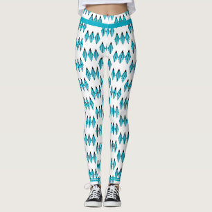 Art deco element in teal green Leggings