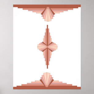 Art deco elements in a rose gold palette poster