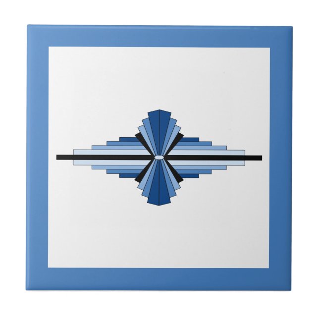Art deco elements in blue, navy and black tile (Front)