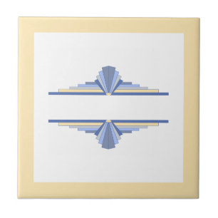 Art deco elements in cream & ash blue ceramic tile