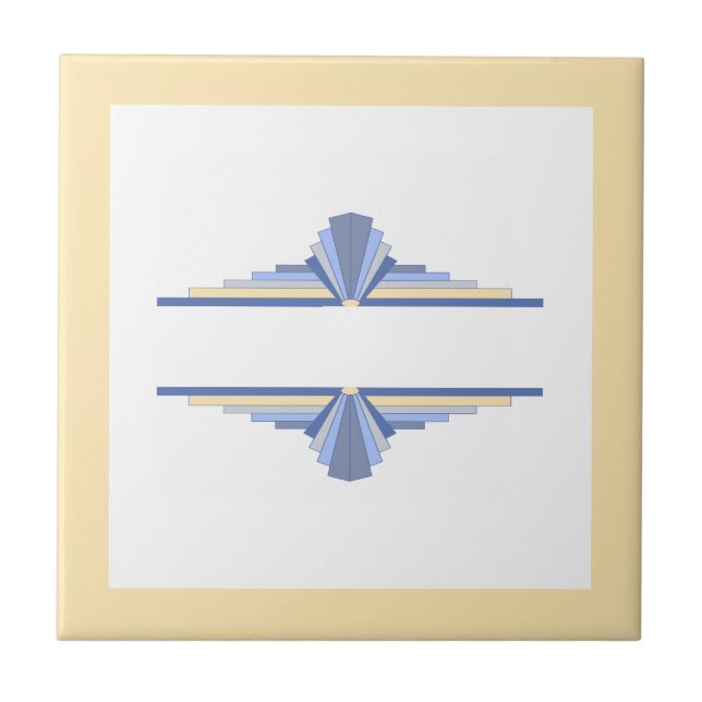 Art deco elements in cream & ash blue ceramic tile (Front)