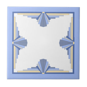 Art deco elements in cream & ash blue tile