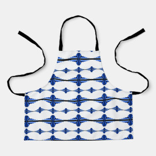 Art deco elements in dark blue apron