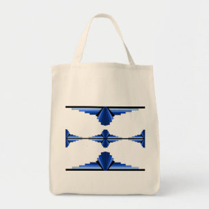 Art deco elements in dark blue tote bag